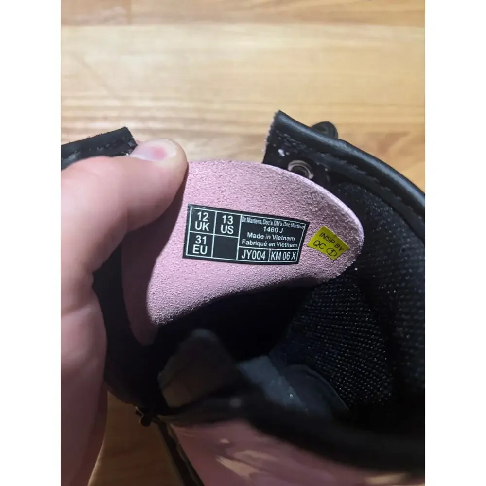 Dr Martens Pink Boots Patent Leather Combat Modern 1460J Youth US 13/EU 31